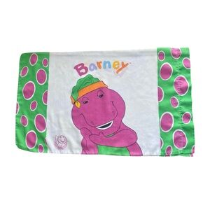 Vintage Barney 1992 Pillow Case, 2-sided, EUC Standard Size, Made in USA